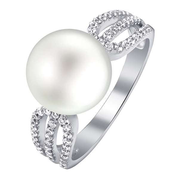 10mm珍珠鑲鑽戒指